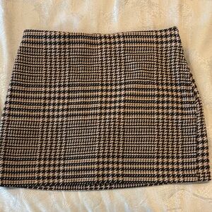 Black and Tan Checkered Mini Skirt